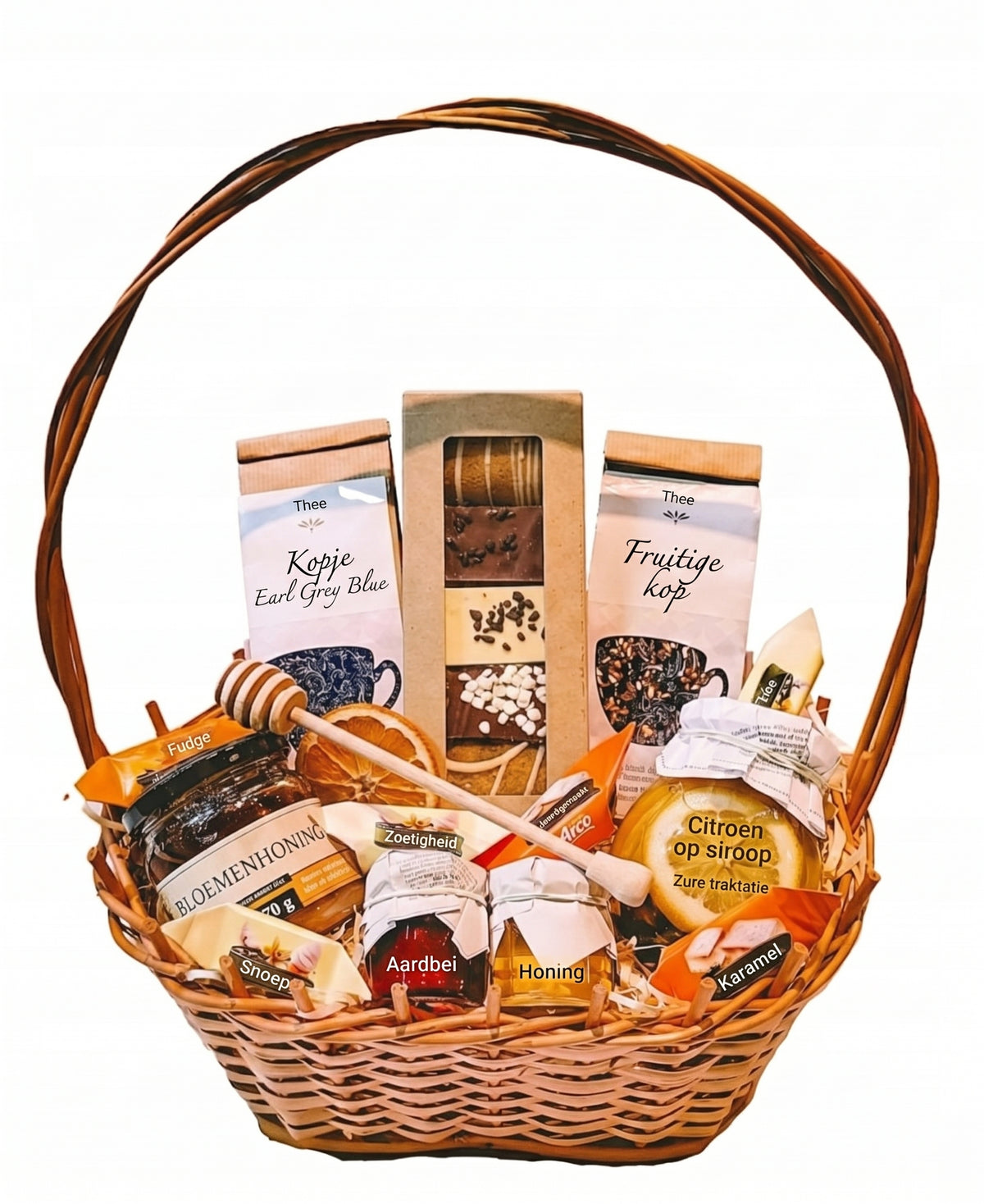 MEGA CADEAUMAND CADEAU THEE HONING SNOEPJES BEDANKT