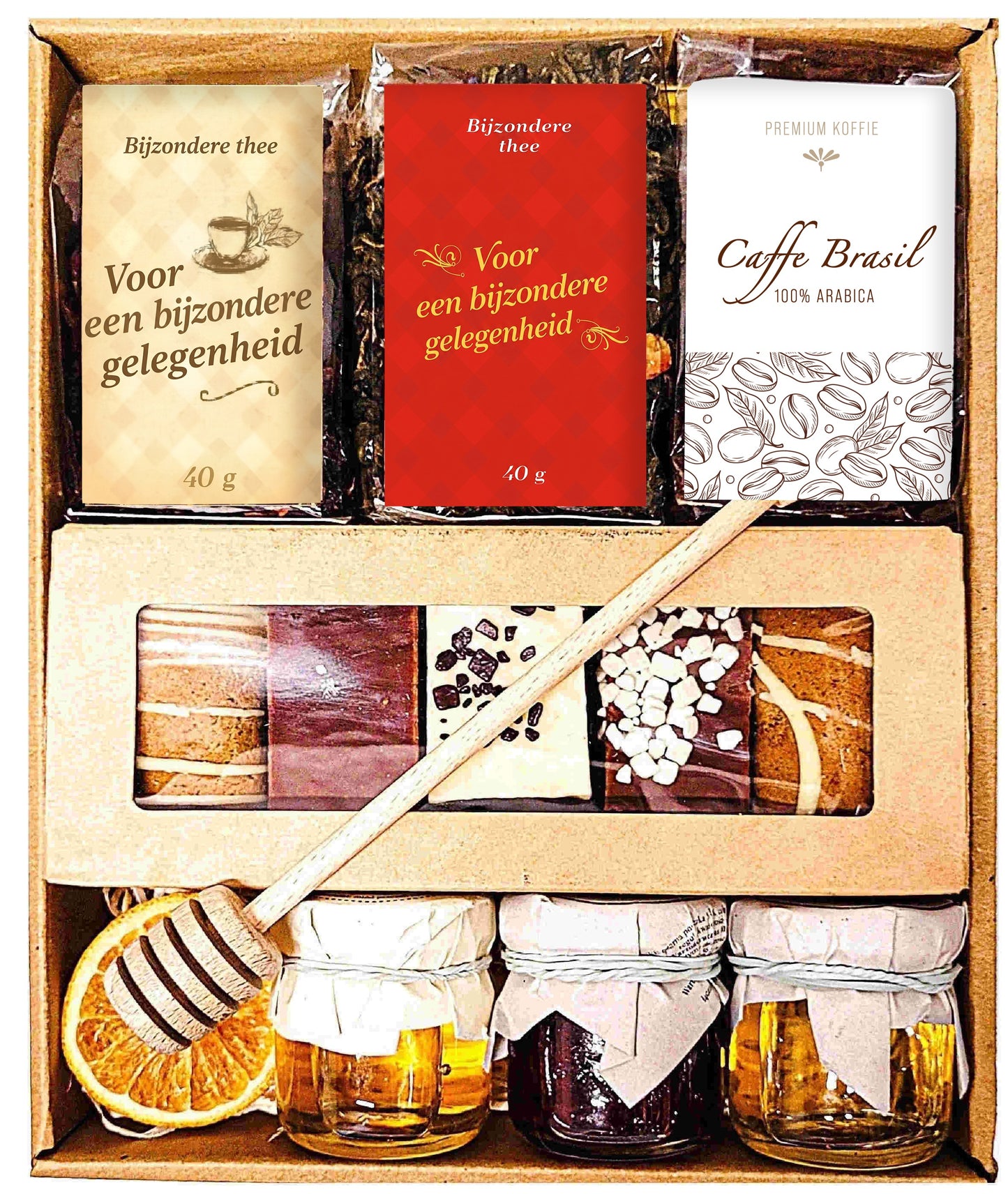 Mega geschenkmand met thee, honing en peperkoek – natuurlijk cadeau voor elke gelegenheid