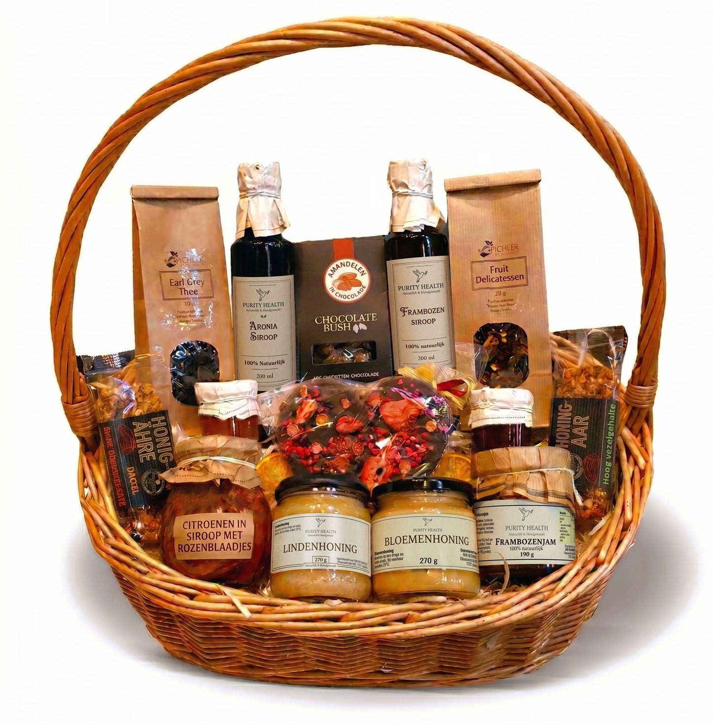 XXL Cadeaumand met Streekproducten, Chocolade en Thee
