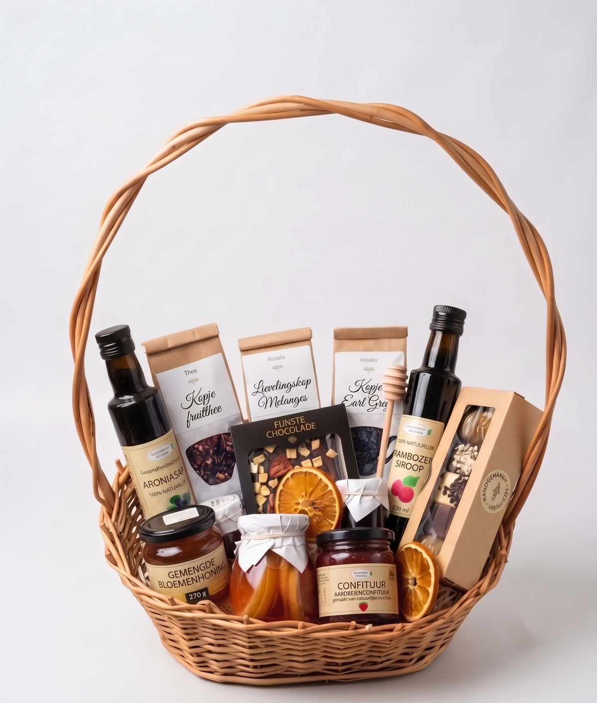 CADEAUMAND BLOEMENHONING THEE CONFITUUR SIROOP KERSTMIS PASEN