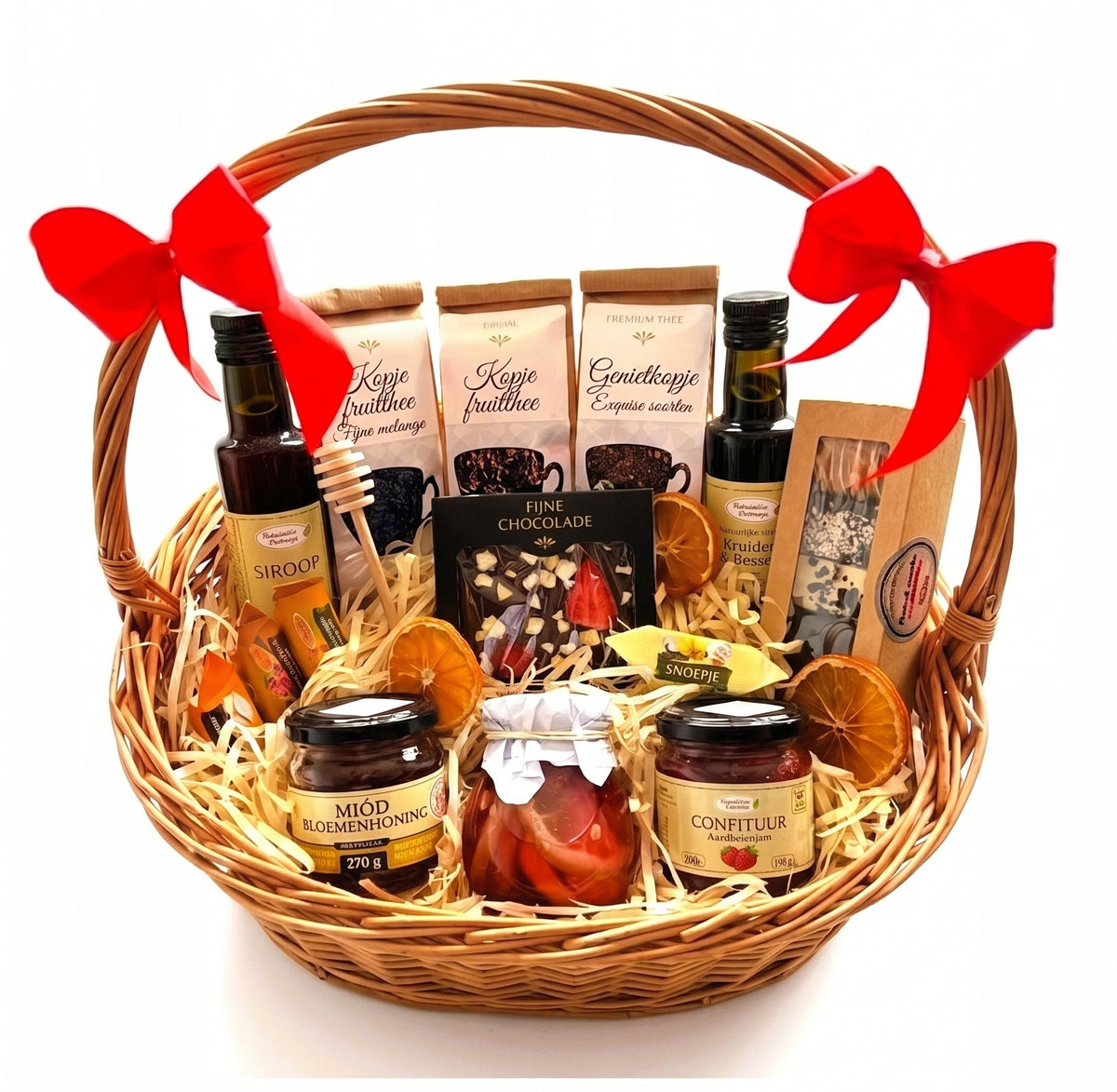 CADEAUMAND CADEAU BLOEMENHONING THEE CONFITUUR CHOCOLADE KERSTMIS PASEN