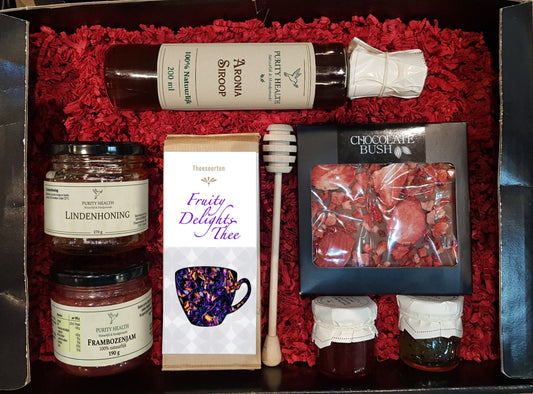 Premium Cadeaubox met Thee, Honing, Siroop, Confituur en Chocolade