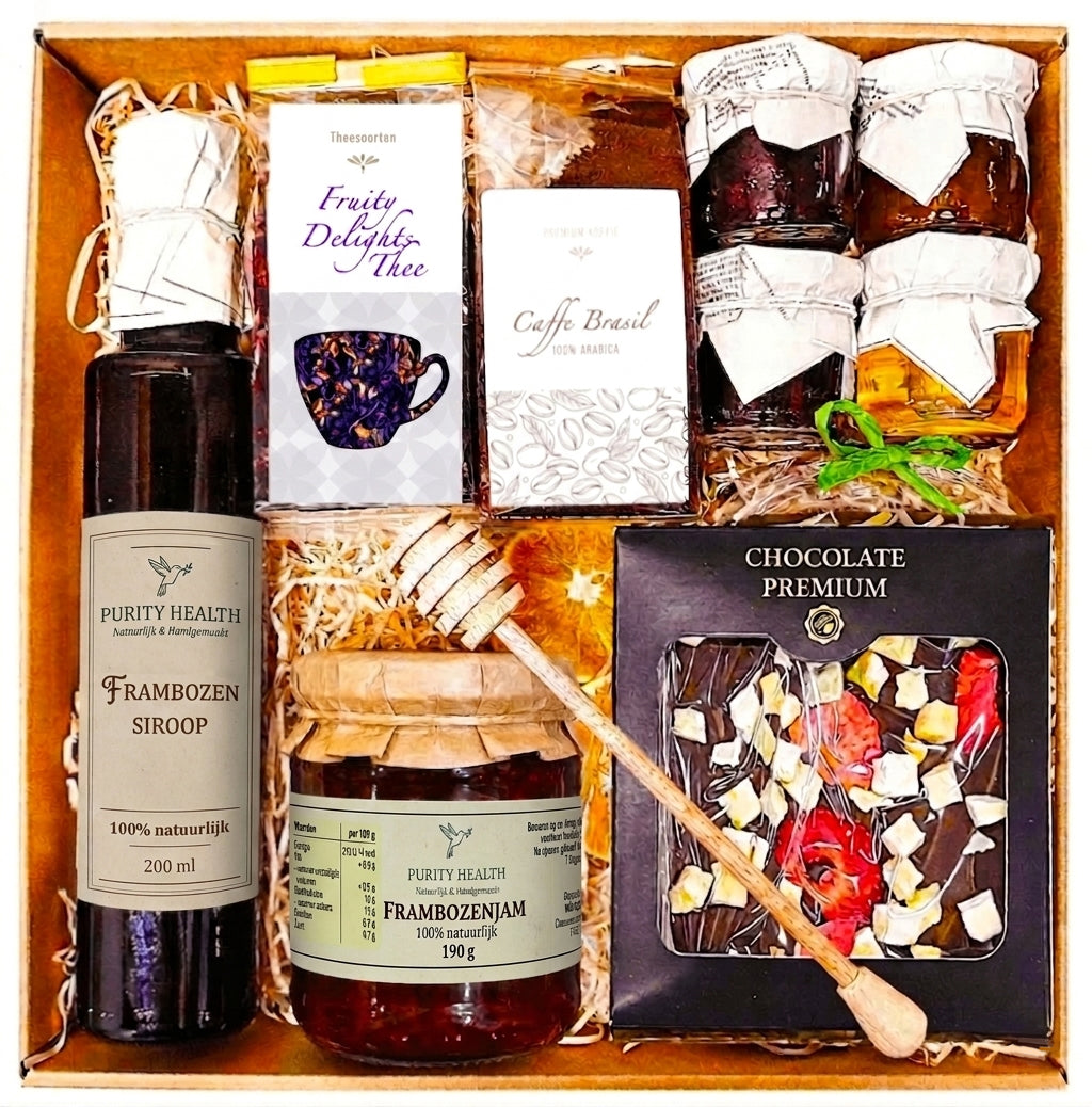 Cadeaupakket met siroop, thee, koffie, confituur en chocolade – luxe geschenkset voor elke gelegenheid