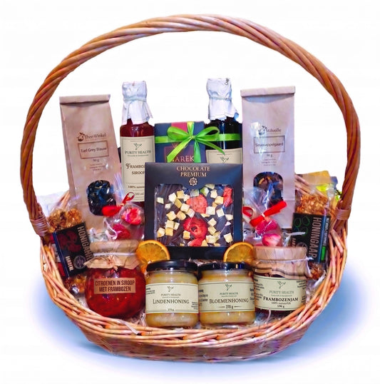 Cadeaumand XXL met Honing, Confituur, Chocolade en Verfijnde Thee